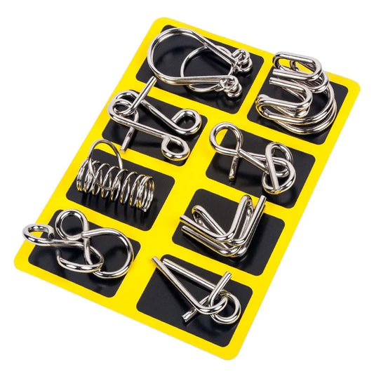 Metal Brain Teaser Puzzle Set – 8 Classic Wire IQ Games