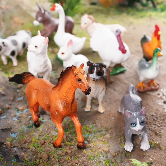 12-Piece Farm Animal Figures Set Educational Toy Models