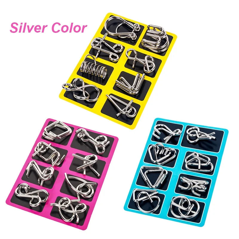 Metal Brain Teaser Puzzle Set – 8 Classic Wire IQ Games