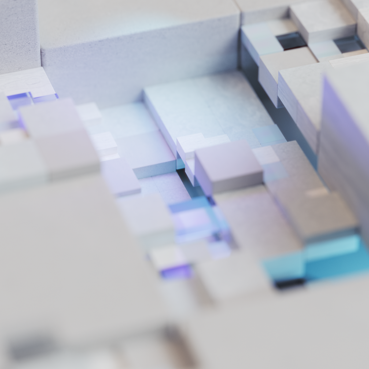 A captivating abstract 3D geometric design featuring soft pastel colors and a digital render style.